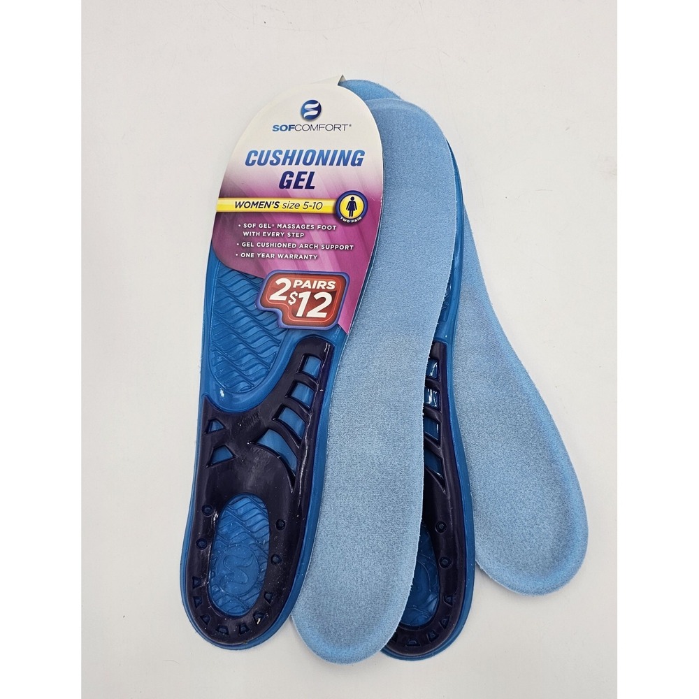 SofComfort Cushioning Gel Inserts Two Pair Womans 5-10 Distressed Open Package